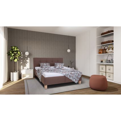 Gestoffeerd bed met opbergruimte MARIA 160x200 cm, zonder matras, bruin