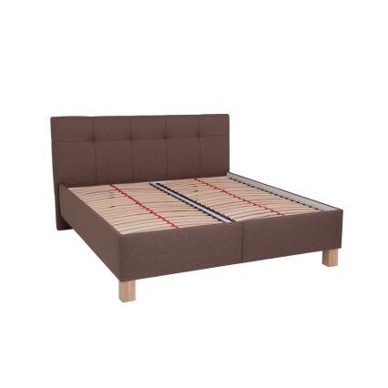Gestoffeerd bed met opbergruimte MARIA 160x200 cm, zonder matras, bruin