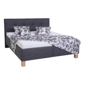 Gestoffeerd bed met opbergruimte MARIA 160x200 cm, zonder matras, grijs