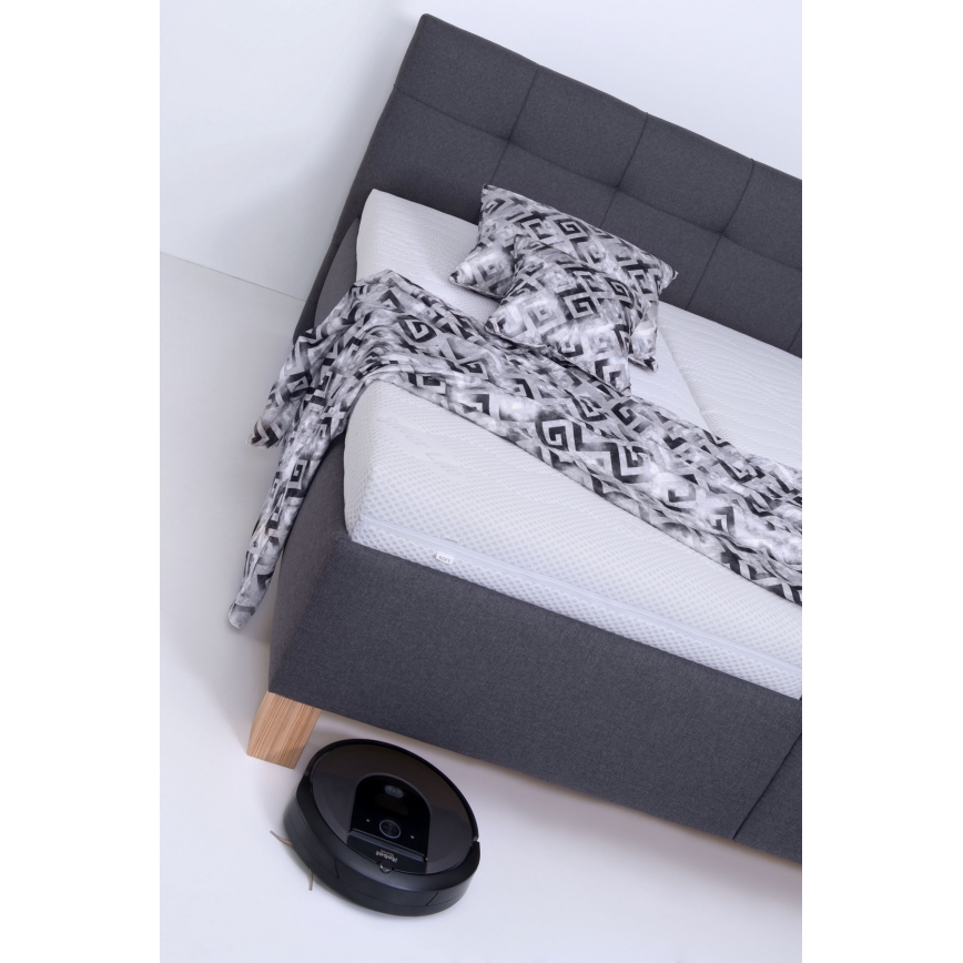 Gestoffeerd bed met opbergruimte MARIA 160x200 cm, zonder matras, grijs