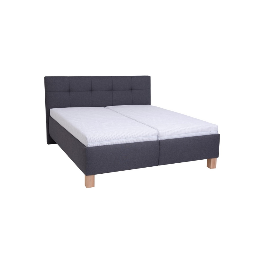 Gestoffeerd bed met opbergruimte MARIA 160x200 cm, zonder matras, grijs