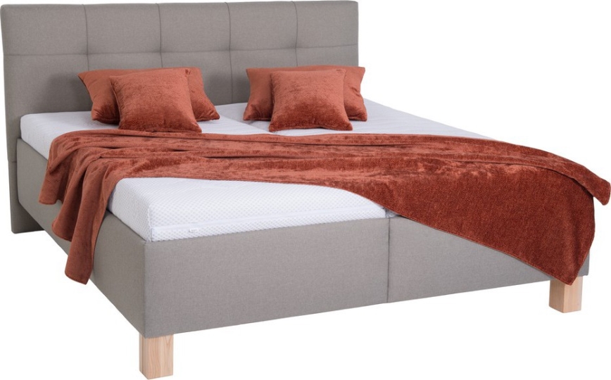 Gestoffeerd bed met opbergruimte MARIA 180x200 cm, zonder matras, taupe
