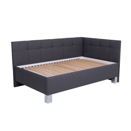 Gestoffeerd bed met opbergruimte zonder matras MARIA PETITE 120x200 cm grijs