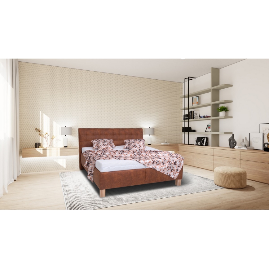 Gestoffeerd bed VIOLET met opbergruimte 160x200 cm, cognacbruin, zonder matras