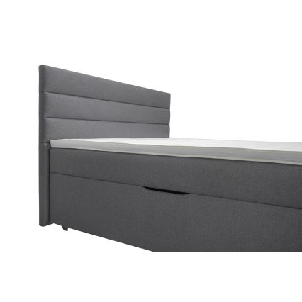Gestoffeerd bed met opbergruimte en matrassen inclusief topper NEW BOLERO 160x200 cm grijs