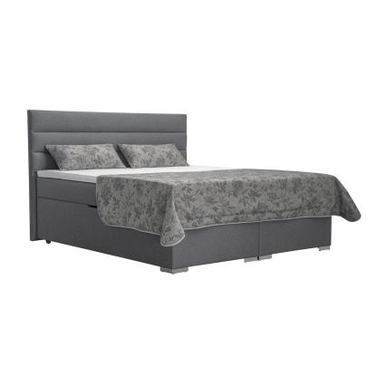 Gestoffeerd bed met opbergruimte en matrassen inclusief topper NEW BOLERO 160x200 cm grijs