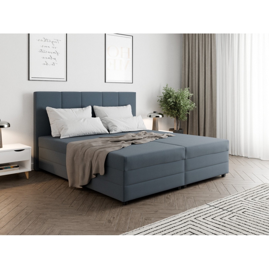 Gestoffeerd bed met springmatras en opslagruimte ISABEL 160x200 grijs