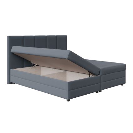 Gestoffeerd bed met springmatras en opslagruimte ISABEL 160x200 grijs