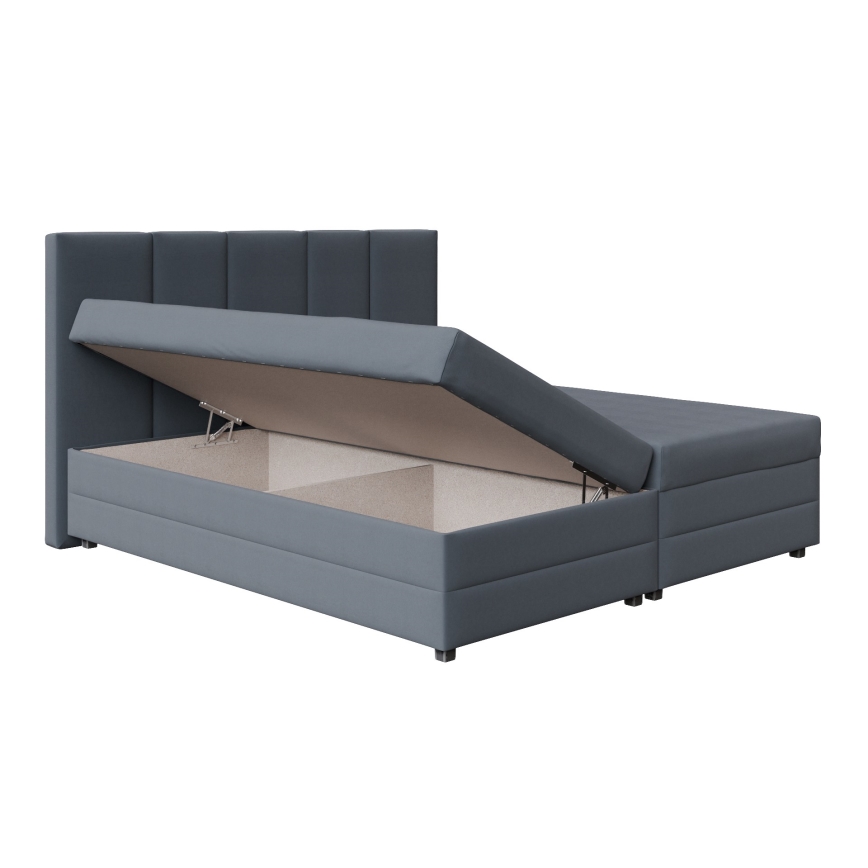 Gestoffeerd bed met springmatras en opslagruimte ISABEL 160x200 grijs