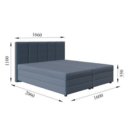 Gestoffeerd bed met springmatras en opslagruimte ISABEL 160x200 grijs