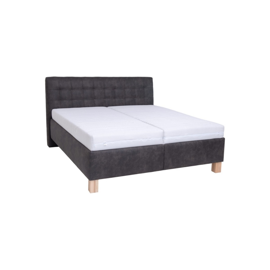 Gestoffeerd bed VIOLET 160 x 200 cm met opbergruimte, donkergrijs — exclusief matras