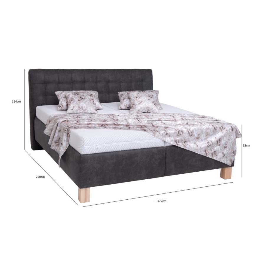 Gestoffeerd bed VIOLET 160 x 200 cm met opbergruimte, donkergrijs — exclusief matras