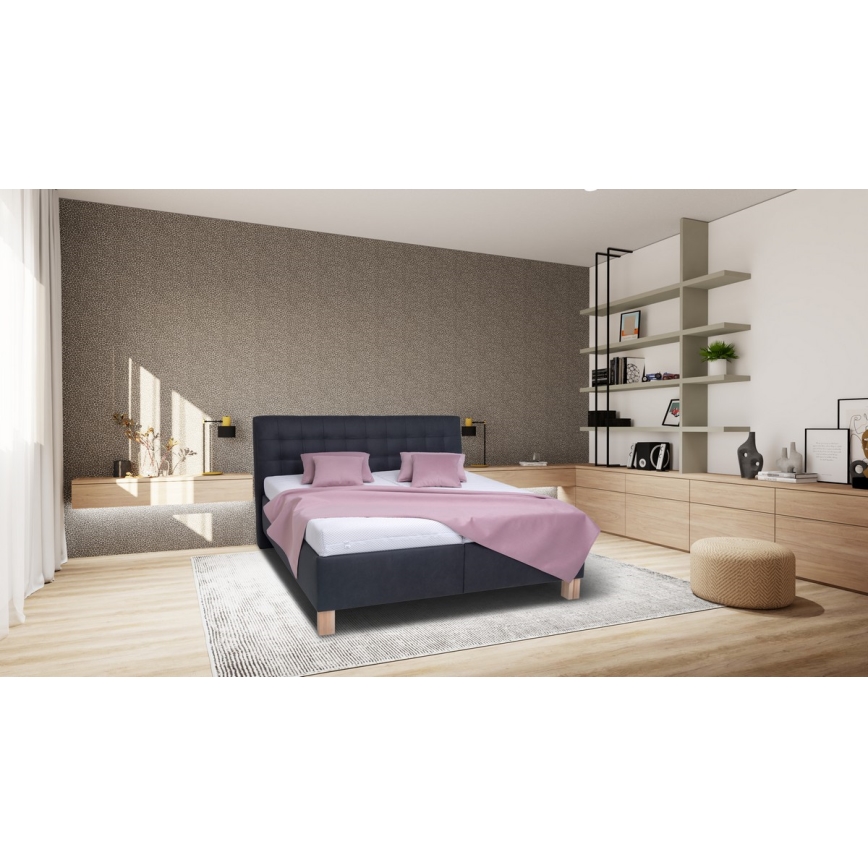 Gestoffeerd bed VIOLET 160x200 cm met matras en opbergruimte antraciet