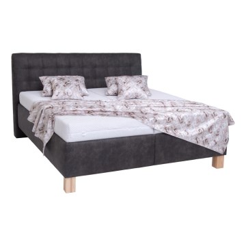 Gestoffeerd bed VIOLET 180x200 cm inclusief matras en opbergruimte, donkergrijs