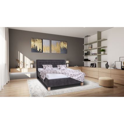 Gestoffeerd bed VIOLET 180x200 cm inclusief matras en opbergruimte, donkergrijs