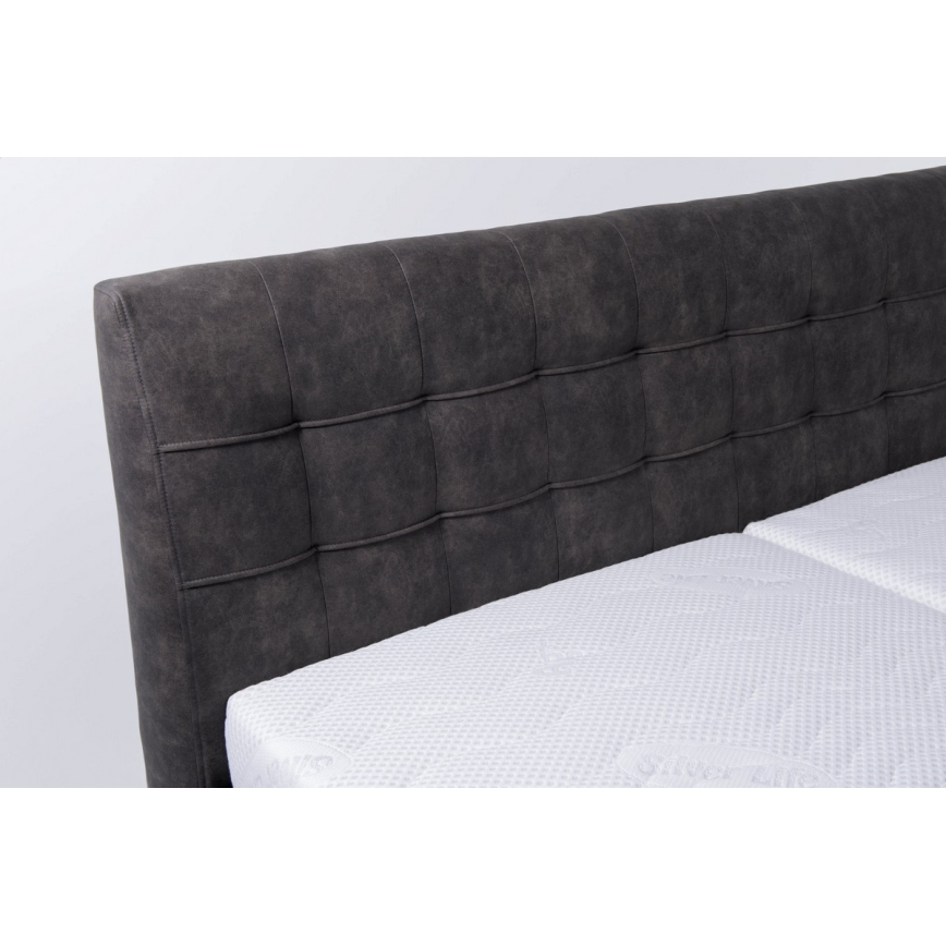 Gestoffeerd bed VIOLET 180x200 cm inclusief matras en opbergruimte, donkergrijs