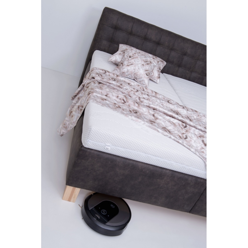 Gestoffeerd bed VIOLET 180x200 cm inclusief matras en opbergruimte, donkergrijs