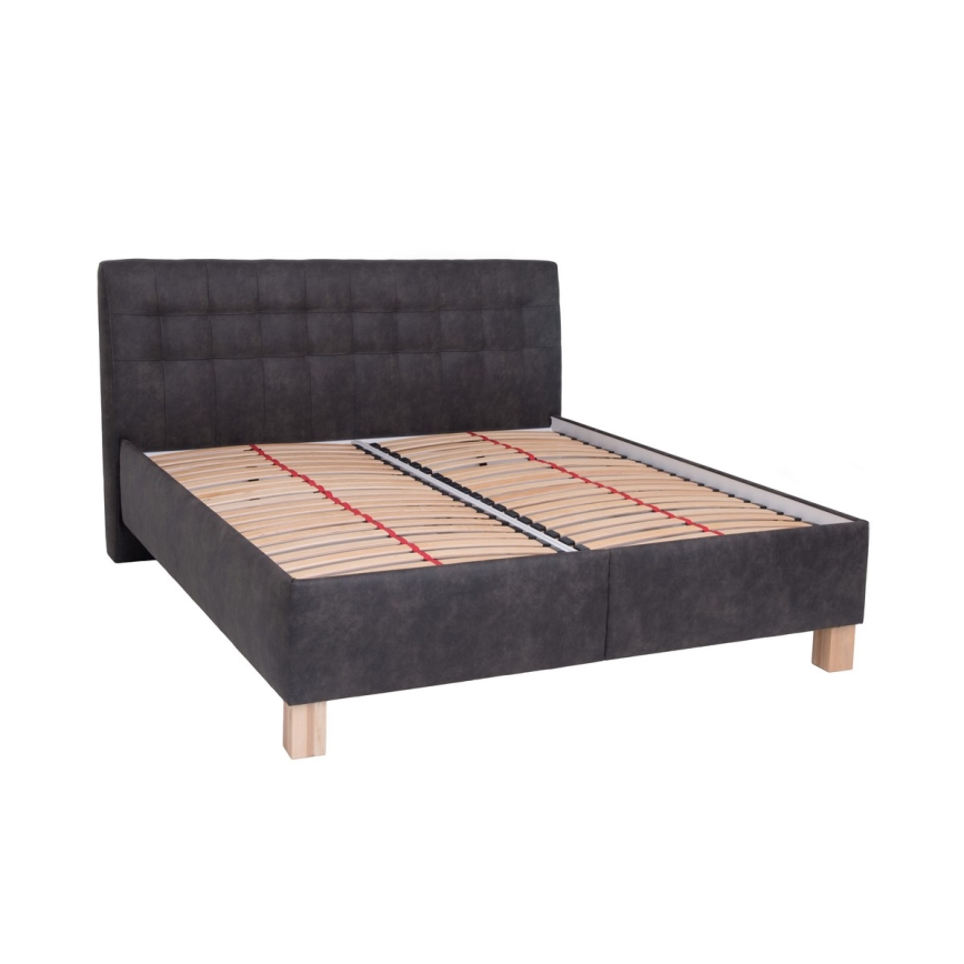 Gestoffeerd bed VIOLET 180x200 cm inclusief matras en opbergruimte, donkergrijs