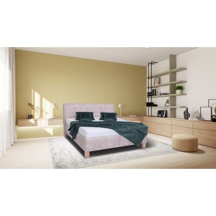 Gestoffeerd bed met matras en opbergruimte VIOLET 180x200 cm beige