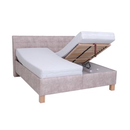 Gestoffeerd bed met matras en opbergruimte VIOLET 180x200 cm beige