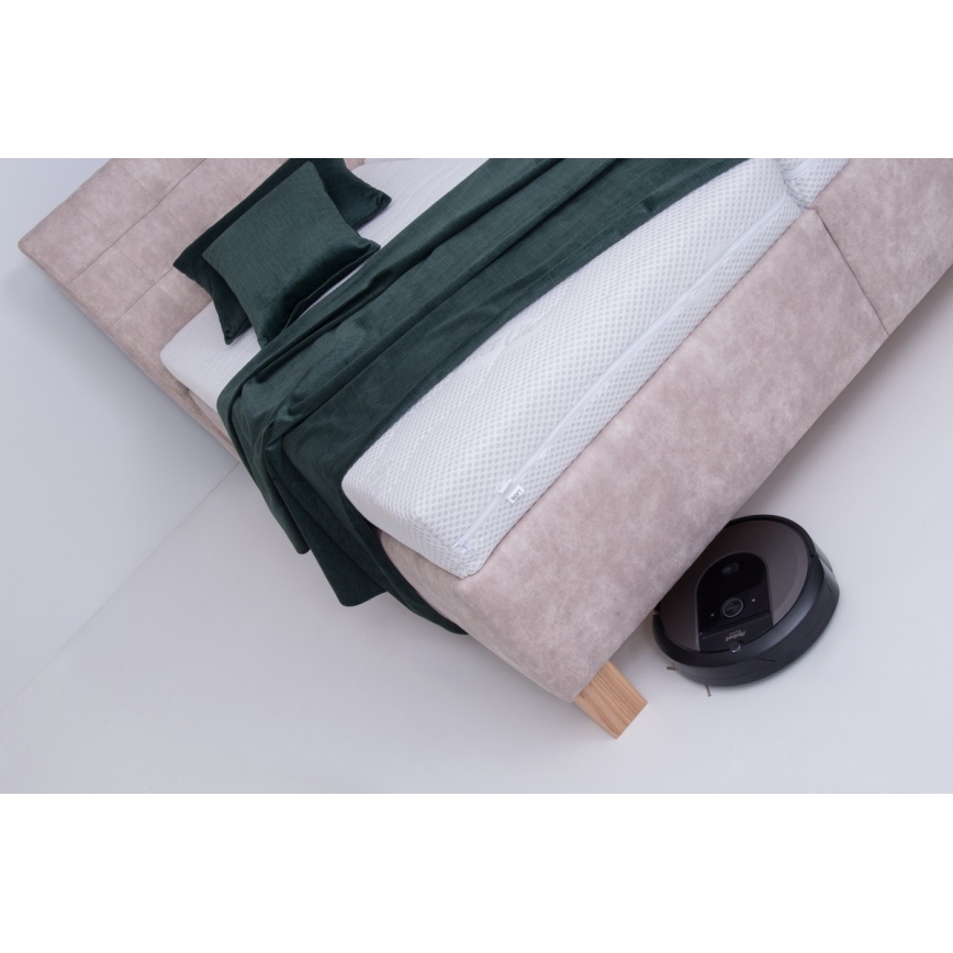 Gestoffeerd bed met matras en opbergruimte VIOLET 180x200 cm beige