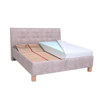 Gestoffeerd bed met matras en opbergruimte VIOLET 180x200 cm beige