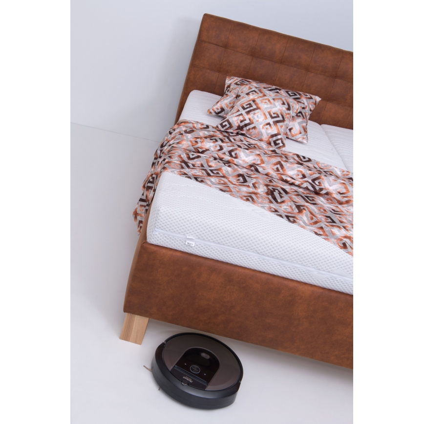 Gestoffeerd bed VIOLET 180x200 cm met matras en ruime opbergruimte, cognacbruin