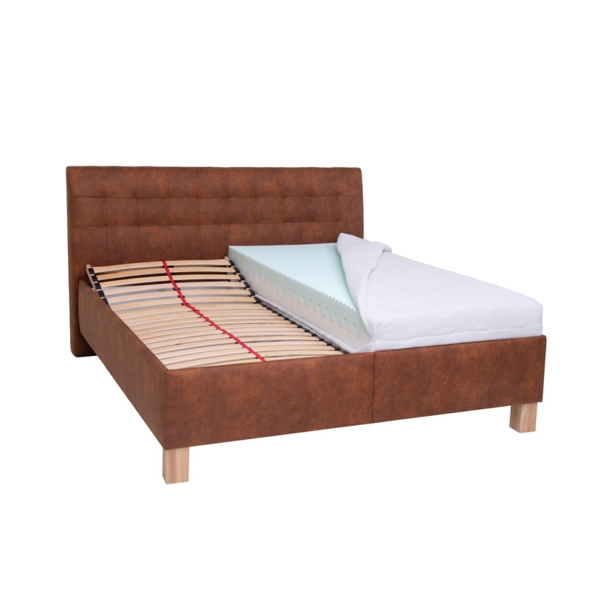 Gestoffeerd bed met opbergruimte zonder matras VIOLET 180x200 cm cognacbruin