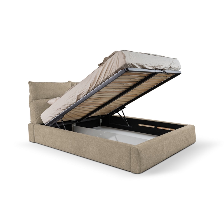 Gestoffeerd bed zonder matras BASIL 160x200 cm beige