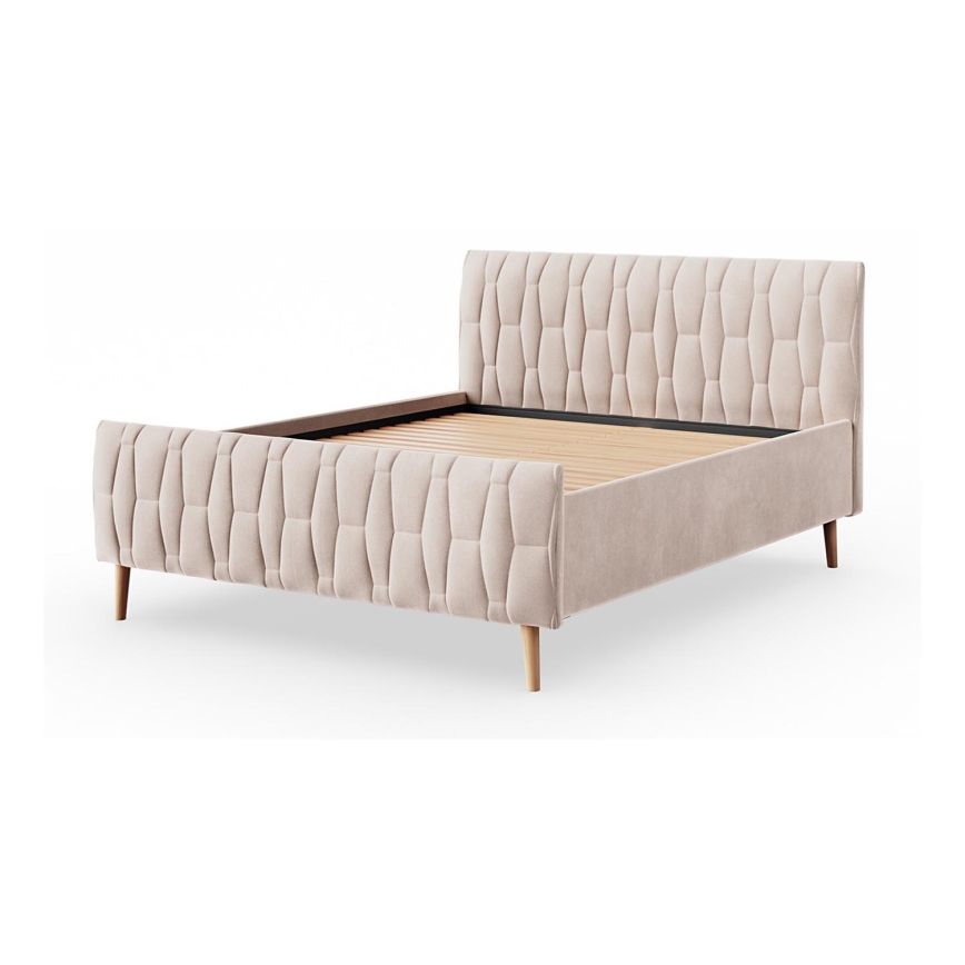 Gestoffeerd bed zonder matras FLORA 160x200 cm beige