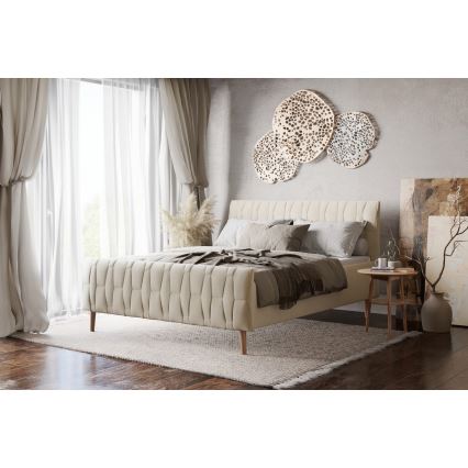 Gestoffeerd bed zonder matras FLORA 160x200 cm beige