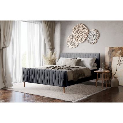 Gestoffeerd bed zonder matras FLORA 180x200 cm grijs