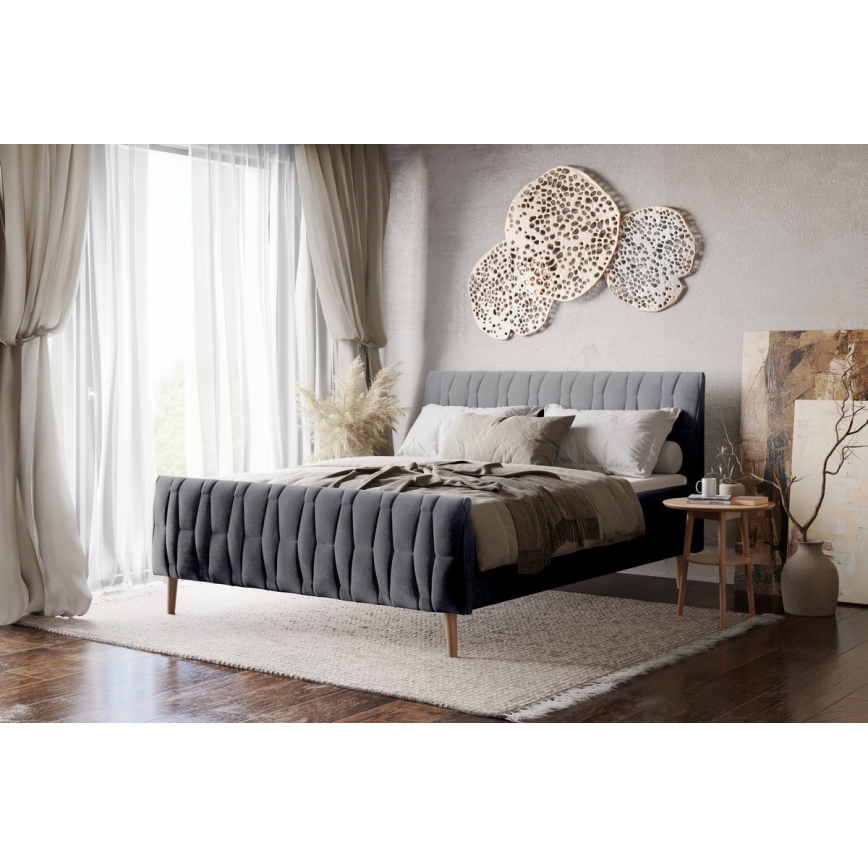 Gestoffeerd bed zonder matras FLORA 180x200 cm grijs