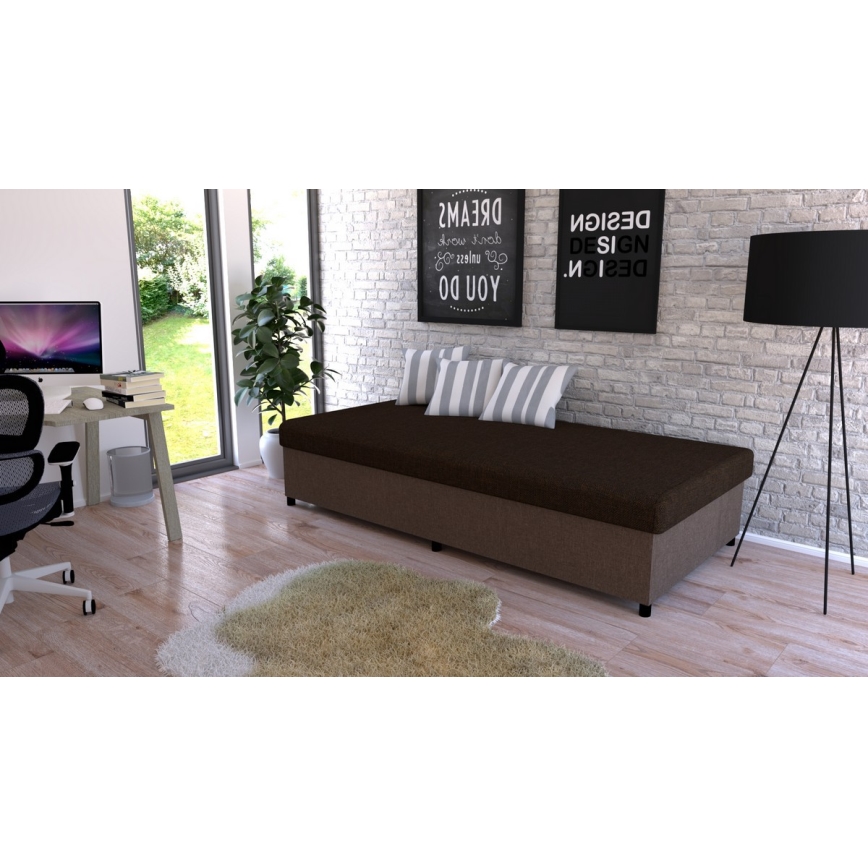 Gestoffeerde slaapbank met opbergruimte CORY 80x200 bruin
