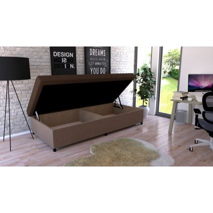 Gestoffeerde slaapbank met opbergruimte CORY 80x200 bruin
