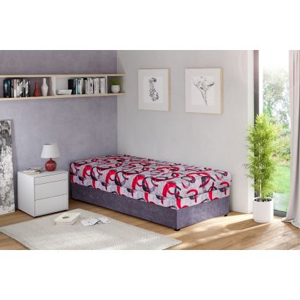 Gestoffeerd slaapbank met opbergruimte ESTEL 90x200 cm grijs