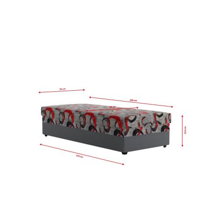 Gestoffeerd slaapbank met opbergruimte ESTEL 90x200 cm grijs