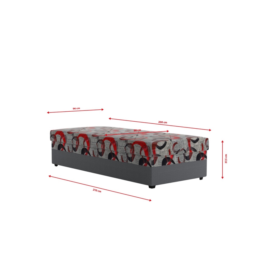 Gestoffeerd slaapbank met opbergruimte ESTEL 90x200 cm grijs