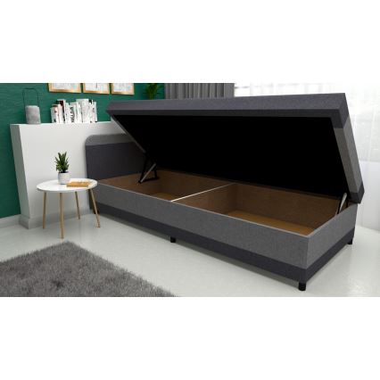 Gestoffeerde slaapbank met opbergruimte TALI 80x202 grijs/antraciet