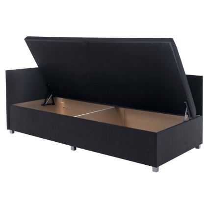 Gestoffeerd eenpersoonsbed met universeel hoofdeinde en opbergruimte AMSTERDAM 90x200 cm grijs