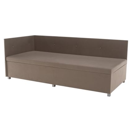 Gestoffeerde divan met universeel hoofdeinde en opbergruimte AMSTERDAM 90x200 cm beige