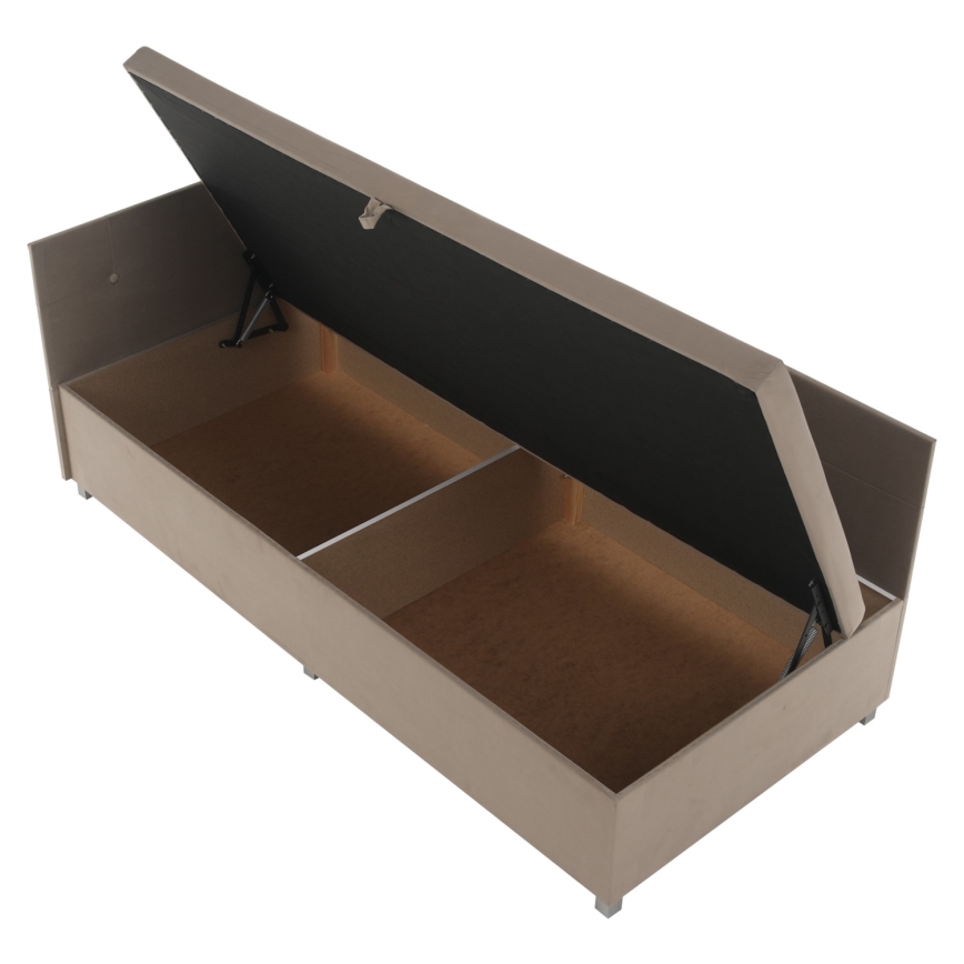 Gestoffeerde divan met universeel hoofdeinde en opbergruimte AMSTERDAM 90x200 cm beige