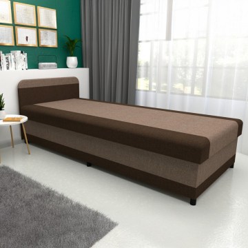 Gestoffeerd eenpersoonsbed met opbergruimte TALI 80x202 bruin/beige