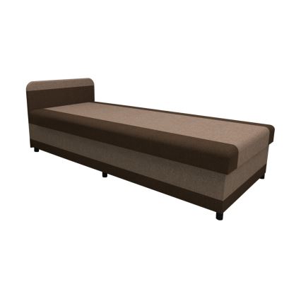 Gestoffeerd eenpersoonsbed met opbergruimte TALI 80x202 bruin/beige