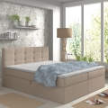 Gestoffeerd tweepersoonsbed EMBER 180x200 cm met matrassen, topper en opbergruimte, beige