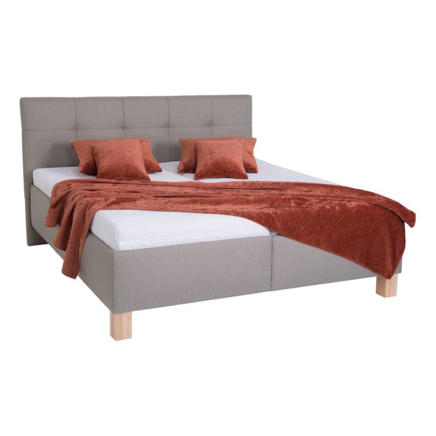 Gestoffeerd tweepersoonsbed MARIA 180x200 cm met matras en opbergruimte, taupe