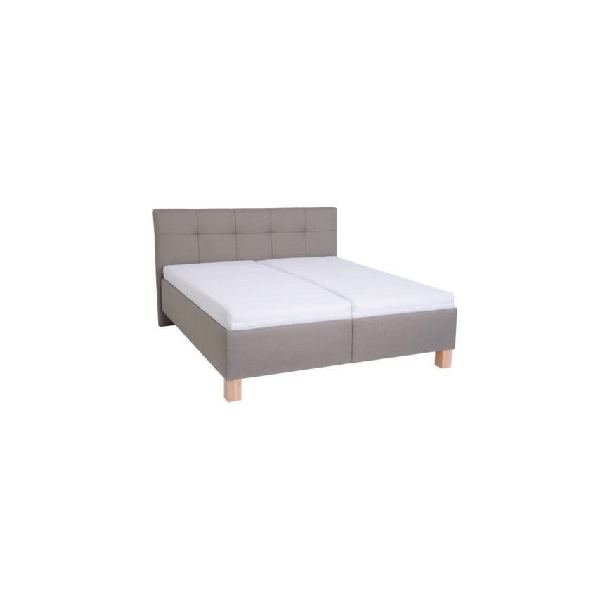 Gestoffeerd tweepersoonsbed MARIA 180x200 cm met matras en opbergruimte, taupe