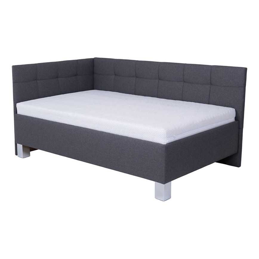 Gestoffeerde bed met opbergruimte zonder matras MARIA PETITE 120x200 cm grijs