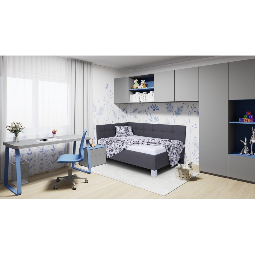 Gestoffeerde bed met opbergruimte zonder matras MARIA PETITE 120x200 cm grijs