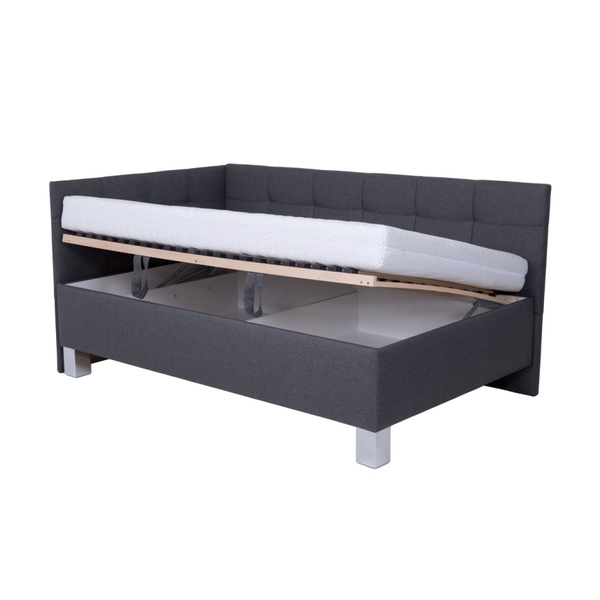 Gestoffeerde bed met opbergruimte zonder matras MARIA PETITE 120x200 cm grijs